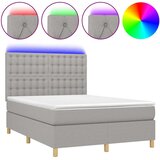 Krevet box spring s madracem LED svjetlosivi 140x190 cm tkanina | shoptok.hr