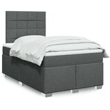 vidaXL Box spring postelja z vzmetnico temno siva 120x190 cm blago, (21321435) | Shoptok.si