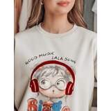 DStreet Bluza damska oversize z nadrukiem LALA VIBE beżowa | Shoptok.si