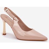 Boto Patented High Heels With Open Back And Pointed Toes Beige Rivori | Shoptok.si