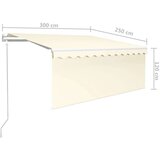 vidaXL Avtomatsko zložljiva tenda s senčilom 3x2,5 m krem | Shoptok.si