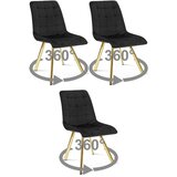  Okretna stolica CIEZA 360, crni baršun, zlatne metalne noge, set 3 kom | shoptok.hr