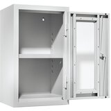eurokraft basic Delavniška viseča omarica, VxŠxG 600 x 350 x 320 mm, vrata z okenci, svetlo siva RAL 7035 | Shoptok.si