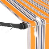 vidaXL tenda na ručno uvlačenje s LED svjetlima 350 cm žuto-plava | shoptok.hr