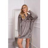 Kesi Velor dress with a leopard pattern gray Cene
