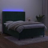 Krevet box spring s madracem LED tamnozeleni 140x200 cm baršun - Tamnozelena 140 x 200 cm Blok s kvadratima | shoptok.hr