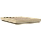 vidaXL okvir za krevet s led svjetlima boja hrasta 140 x 190 cm drveni | shoptok.hr