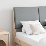 vidaXL Tapecirani uzglavlje Svijetlo siva 135 cm Čvrsto borovo drvo | shoptok.hr