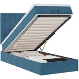  Otomanski posteljni okvir z vzmetnicami moder 80x200cm žamet | Shoptok.si