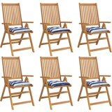  Jastuci za stolice 6 kom plavo-bijele pruge 50x50x7 cm tkanina | shoptok.hr
