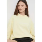 Calvin Klein Bombažen pulover ženska, rumena barva