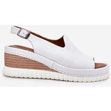 ARTIKER Ladies Leather Wedge Sandals White | Shoptok.si