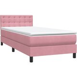 Box Spring krevet s madracem i LED ružičasti 80 x 220 cm baršunasti | Eponuda.com
