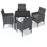  5-dijelni vrtni blagovaonski set od poliratana s jastucima sivi Siva Dužina stola 80 cm | shoptok.hr
