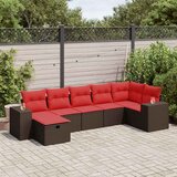 vidaXL 7-dijelni set vrtnih sofa od poliratana s jastucima smeđi | shoptok.hr