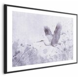  Plakat - Majestic Flight - crane in flight in a monochromatic cool color palette 42x29.7 Crni okvir s margom | shoptok.hr