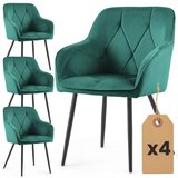 AKORD Diamante Prešiti Jedilni Stoli Iz Žameta, Komplet 4 Stolov, Stekleničasto Zelena, Črne Noge, (5000333554) | Shoptok.si