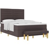 vidaXL Boxspring postelja z vzmetnico in klopjo temno rjava 160x200 cm tkanina, (22049528) | Shoptok.si