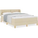 Box Spring Krevet s Madracem - Krem 140x190 cm Tkanina | shoptok.hr
