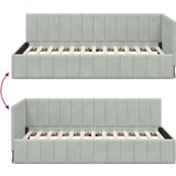 vidaXL Kotna postelja z vzglavjem Svetlo siva 90 x 200 cm Žamet | Shoptok.si