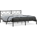 Maison Chic Kovinski Posteljni okvir - Dvoposteljna postelja - Zakonska postelja z vzglavjem črn 183x213 cm, (21693323) | Shoptok.si