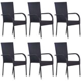  7-dijelni vrtni blagovaonski set od poliratana crni | shoptok.hr