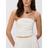 Reserved Top s plisiranim detaljem na izrezu - krem | shoptok.hr