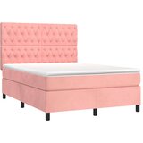  Krevet box spring s madracem LED ružičasti 140x200cm baršunasti | shoptok.hr