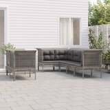 Maison Chic Seti vrtnega pohištva - Vrtna garnitura - Vrtni pohištvo set 7-delna z blazinami siv poli ratan, (21801535) | Shoptok.si