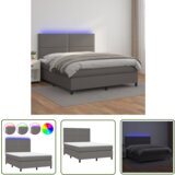 The Living Store Box spring postelja z vzmetnico LED siva 140x190cm umetno usnje - Box Spring Postelja, (21737558) | Shoptok.si