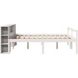  Krevet s regalom z knjige bez madraca bijeli 200x200cm borovina - Bijela 200 x 200 cm | shoptok.hr