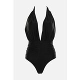 Trendyol Black Draped Detailed Swimsuit Cene