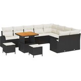  Vrtna garnitura - 12-dijelni set vrtnih sofa s jastucima crnog poli ratana i acacije 3-dijelni set vrtnih stolova s jastucima c | shoptok.hr