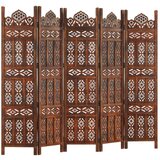 vidaXL Ročno izrezljan paravan 5-delni rjav 200x165 cm trden mangov les | Shoptok.si