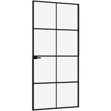 Sobna vrata crna 93 x 201,5 cm kaljeno staklo i aluminij tanka | Eponuda.ba