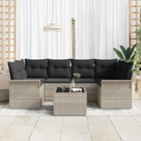vidaXL 7-dijelni set vrtnih sofa s jastučićima svjetlosiva poli ratan, dvosjedna vrtna sofa s skladištenjem i jastučićima svjetlosiva poli ratan | shoptok.hr