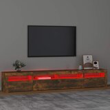 TV ormarić s LED svjetlima boja dimljenog hrasta 240x35x40 cm | shoptok.hr