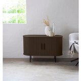 Unique Furniture Rjava komoda v hrastovem dekorju z drsnimi vrati 120x76x45 cm Nola – | Shoptok.si
