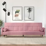  Kauč na razvlačenje s jastucima ružičasti baršunasti