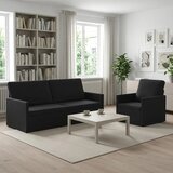  Set sofe 2 pcs Crna Baršun - Crna 1-sjedalni + 3-sjedalni (180 cm) | shoptok.hr