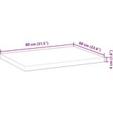  Površina za umivaonik neobrađena 80 x 60 x 4 cm od drva bagrema | shoptok.hr