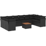  11-dijelni set vrtnih sofa od poliratana s jastucima crni | shoptok.hr