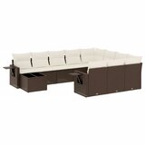 Maison Chic Seti vrtnega pohištva - Vrtna garnitura - Vrtni pohištvo set 11-delna z blazinami rjava poli ratan, (21815674) | Shoptok.si
