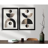  2P3853NISCT-014 brownminkwhiteblack decorative framed mdf painting (2 pieces) Cene