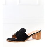 Black block heel mules with strap embellishment Gariend | shoptok.hr