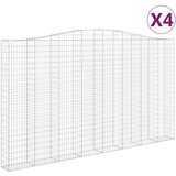 vidaXL Obokane gabion košare 4 kosa 400x30x220/240 cm pocinkano železo, (21000559) Cene