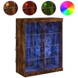 Maison Chic Komoda - Predalnik z LED lučkami dimljen hrast 81x37x100 cm, (21719129) | Shoptok.si