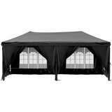  Zložljiv vrtni šotor s stranicami črn 3x6 m, (20703308) | Shoptok.si