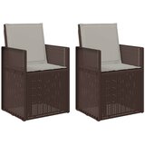  Vrtne stolice za blagovanje 2 pcs Smeđa i svjetlosiva PP - Smeđa i svijetlo siva s jastučićem za sjedenje i leđa | shoptok.hr