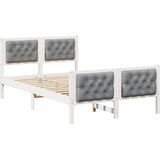  Krevetna konstrukcija s uzglavljem Svijetlo siva 120 x 200 cm Bijela | Shoptok.si